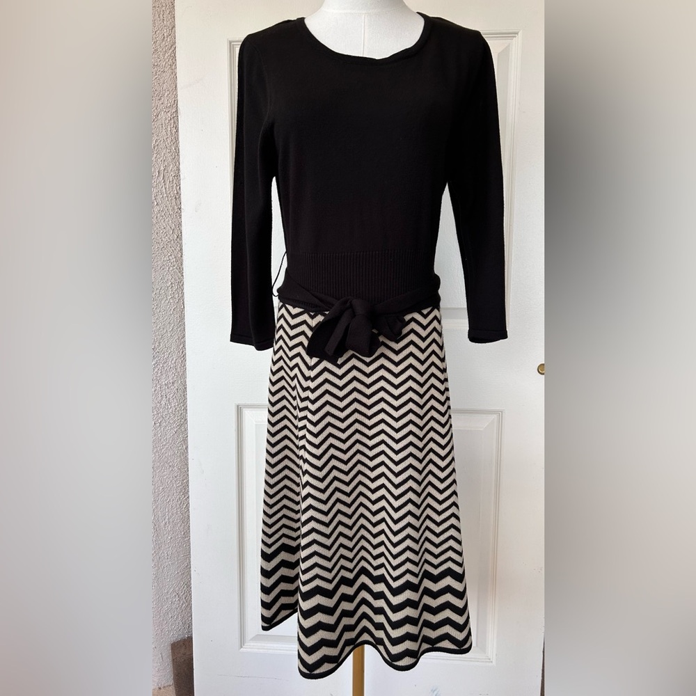 Jessica Howard Knit Sweater Dress‎ Chevron Belted Large